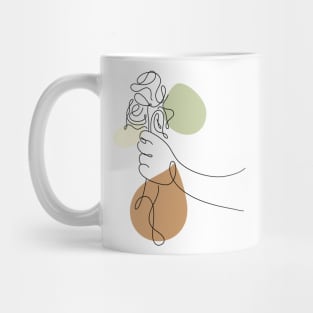 Flower Bouquet Shape Minimalist Line Art Drawing Mug